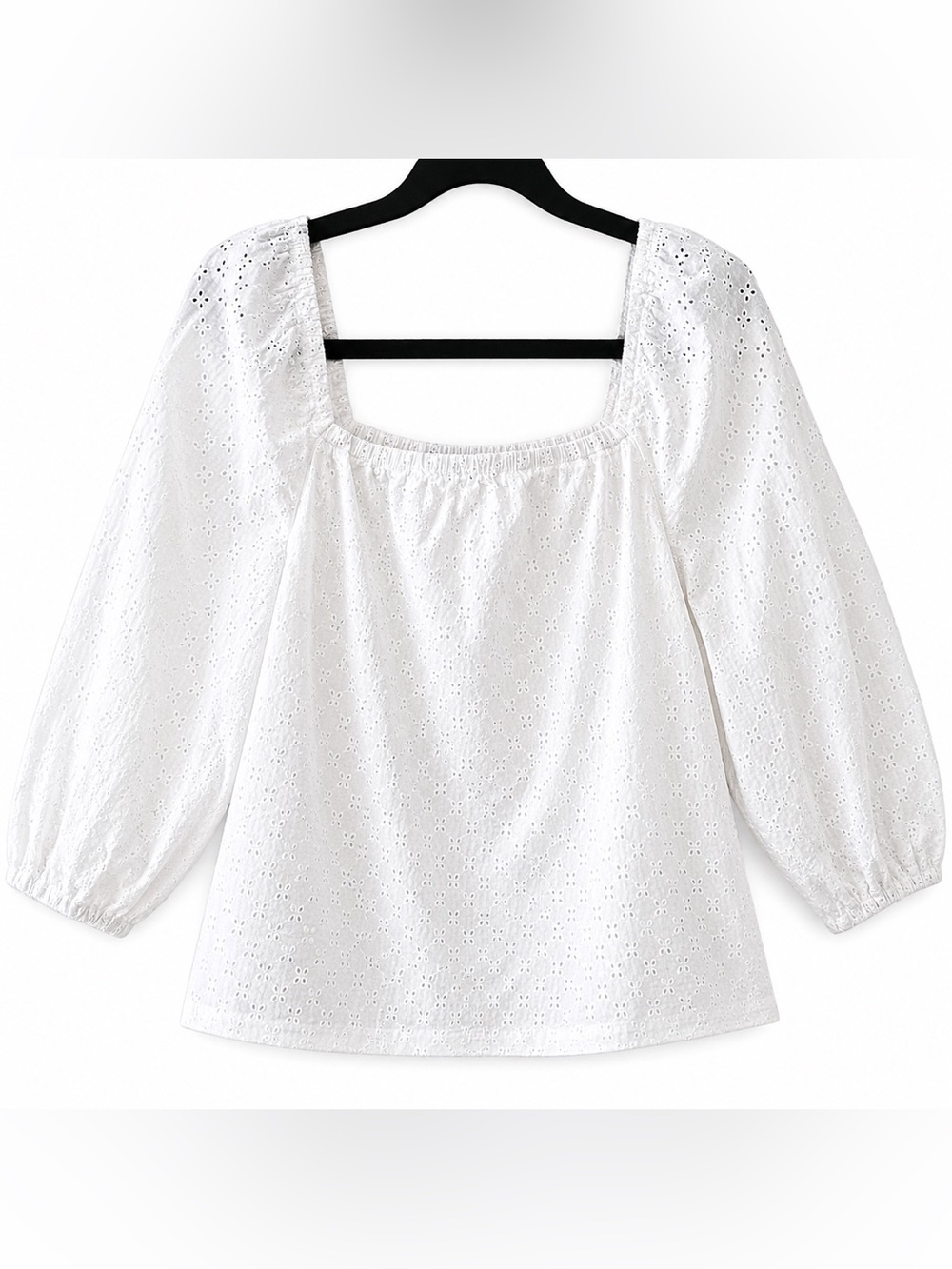 Sanctuary White Eyelet Embroidered Blouse Medium 100% Cotton Puff Sleeve Boho